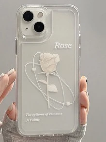 玫瑰圖案透明手機殼相容於 iPhone15/15Plus/15Pro/15Promax - 彩色 - 查看 4