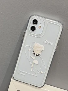 玫瑰圖案透明手機殼相容於 iPhone15/15Plus/15Pro/15Promax - 彩色 - 查看 5