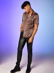 Manfinity RebelGame Áo sơ mi Nam Nút phía trước Báo Đường phố - Nhiều màu - Xem 5