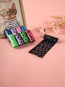 5卷隨機色狗狗爪子圖案寵物拾便袋 - 彩色 - 查看 3