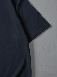 男士汽車和標語圖案T恤 - 藏蓝色 - 查看 5