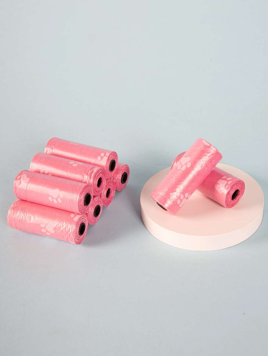 Túi 5 cuộn Dog Paw Print Pet Poop - Hồng - Xem 1