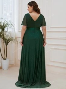 Plus Ruched Bust Chiffon Prom Elegant Bridesmaid Dress