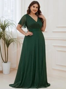 Plus Ruched Bust Chiffon Prom Elegant Bridesmaid Dress