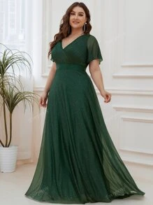 Plus Ruched Bust Chiffon Prom Elegant Bridesmaid Dress