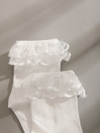 荷叶边中筒袜，秋季袜子