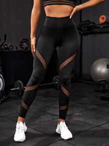 Powerista Gym Leggings Seamless Tummy Control Compression Leggings With Mesh Panel Yoga Women Pants