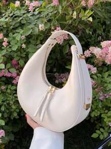 Yogodlns Minimalist Hobo Bag, Mother's Day Gift For Mom - White - View 1