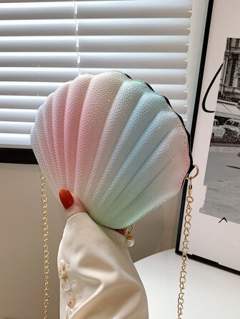 壓花撞色貝殼包