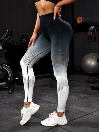 Leggings deportivos inconsútil de ombré con abertura con puntada