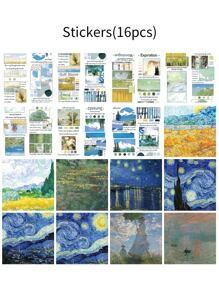 Bộ văn phòng phẩm in phong cảnh 49 món, Quay lại trường học, Đồ dùng học tập - Màu xanh lam - Xem 5