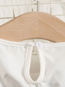 SHEIN 女孩打褶泡泡袖假兩件上衣和闊腿褲 - 薄荷藍 - 查看 3