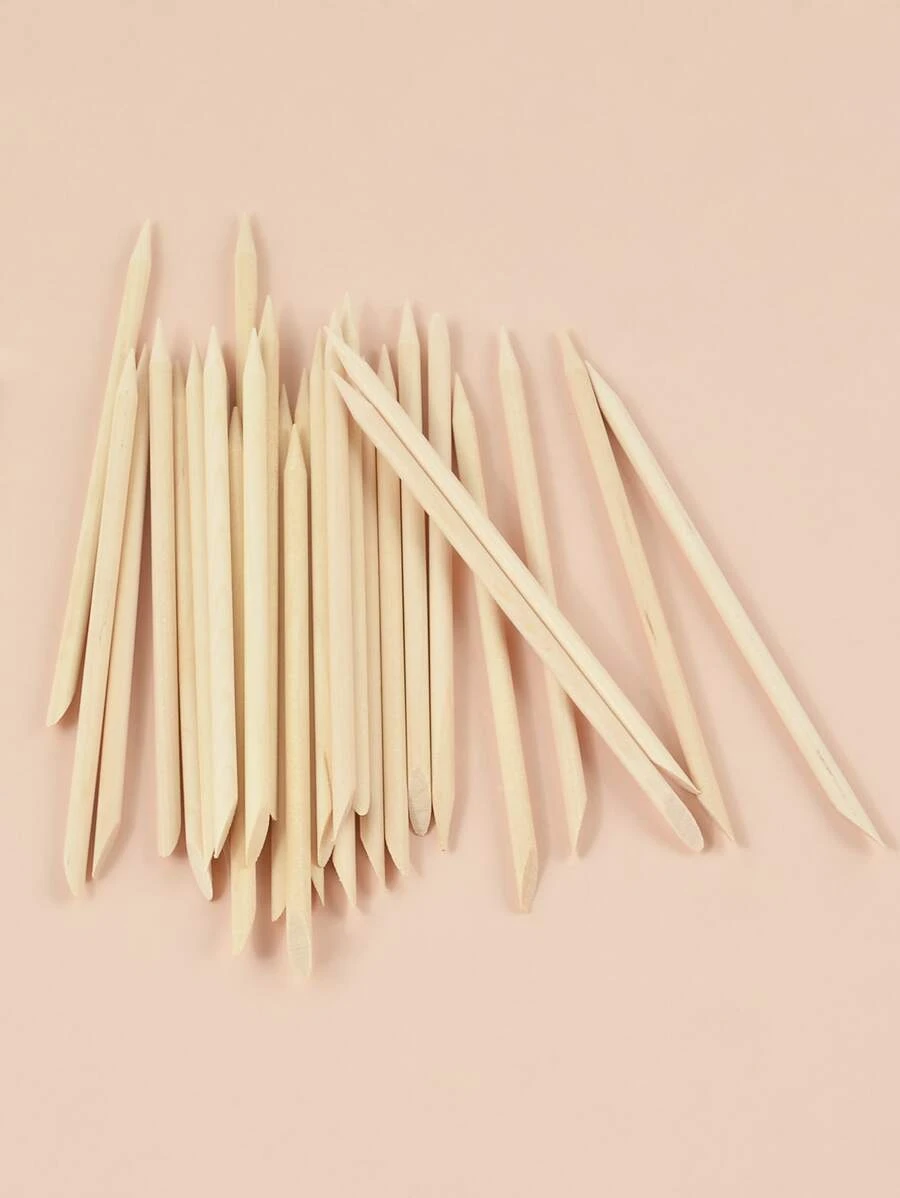 klimonla 100pcs Wooden Nail Push - Beige - View 1