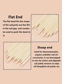 klimonla 100pcs Wooden Nail Push - Beige - View 3