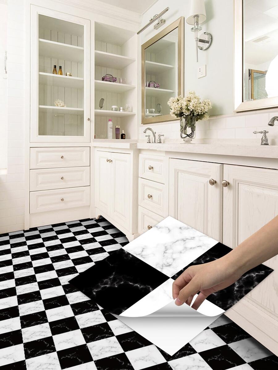 1pc Marble Pattern Floor Sticker, 30 X 30cm Peel And Stick Tile Sticker For Home Decor Floor Tiles Flooring Floor Tiles Self Adhesive Floor Tiles Peel Stick Living Room Decor Room Decor Kitchen - Multicolor - View 1