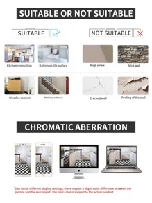 1pc Marble Pattern Floor Sticker, 30 X 30cm Peel And Stick Tile Sticker For Home Decor Floor Tiles Flooring Floor Tiles Self Adhesive Floor Tiles Peel Stick Living Room Decor Room Decor Kitchen - Multicolor - View 7