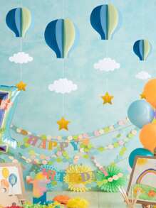 1 cái khinh khí cầu hình vòng hoa giấy - Nhiều màu - Xem 2