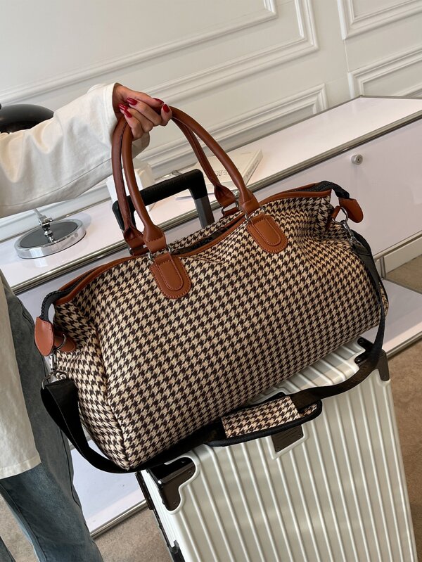 Houndstooth Pattern Duffel Bag SHEIN UK