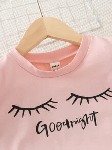 Toddler Girls Slogan Graphic Bow Front PJ Set - Multicolor - View 3