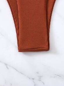 Bikini con corte alto en la cintura para playa de verano - Café integral - Ver 6