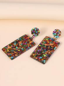 Pendientes largos geométricos acrílicos - Multicolor - Ver 2