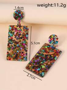 Pendientes largos geométricos acrílicos - Multicolor - Ver 4