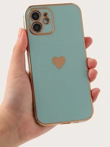 Heart Pattern Phone Case - Olive Green - View 2