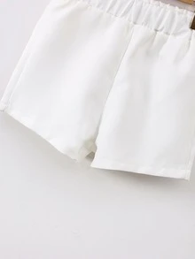 小男童雙色格子前蝴蝶結襯衫和短褲和帽