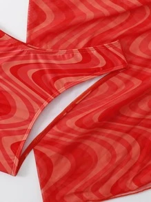 Bộ bikini nâng ngực họa tiết sò điệp in toàn thân kèm váy đi biển mùa hè - Màu Hồng  Dưa hấu - Xem 6