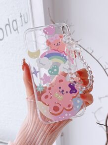 Transparente Handyhülle mit Cartoon Bär & Tragegurt