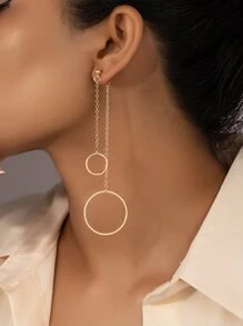 Round Decor Earring Jackets - Yellow Gold - View 1