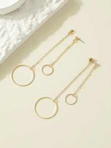 Round Decor Earring Jackets - Yellow Gold - View 2