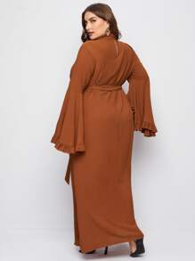 Modelyn Váy thắt lưng bèo nhún cỡ lớn - màu nâu - Xem 2