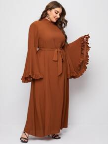 Modelyn Váy thắt lưng bèo nhún cỡ lớn - màu nâu - Xem 3