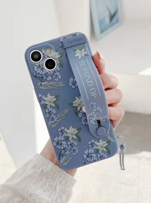 1入組TPU 腕帶噴漆手機殼，附支架功能，含手帶，相容Iphone 系列7/8/11/12/13/14/15 Promax Plus、X、Xr、Xsmax、Se2、Iphone 15、15 Pro、 15 Plus , 15 Promax 相容 iPhone15/15Plus/15Pro/15Promax - 霧霾藍 - 查看 3