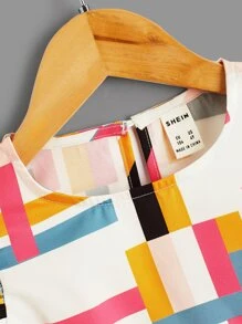 SHEIN Toddler Girls Geo Print Ruffle Sleeve Blouse - Multicolor - View 3