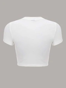 SHEIN EZwear Áo thun 90s Quả cherry & Đồ họa Chữ cái - trắng - Xem 2