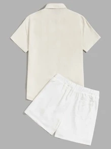 Manfinity Men Solid Shirt & Slant Pockets Shorts - Multicolor - View 2
