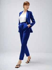 MOTF PREMIUM SILK BLEND SINGLE BREASTED BLAZER - Blue - View 5