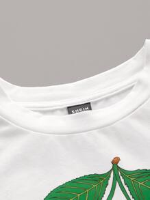 SHEIN EZwear Áo thun 90s Quả cherry & Đồ họa Chữ cái - trắng - Xem 4