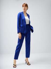 MOTF PREMIUM SILK BLEND SINGLE BREASTED BLAZER - Blue - View 7