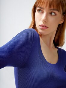 MOTF PREMIUM Top 100% sedoso tejido de canalé - Azul - Ver 7