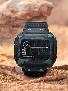 TOMI Reloj deportivo electrónico cuadrado personalizado para hombres con camuflaje seco - Negro - Ver 4