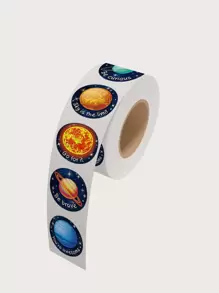 1roll Solar System Planet Paper Sticker Outer Space Birthday Party Decor Sealing Label Kids Astronomy DIY Paper Tag Back To School - Multicolor - View 2