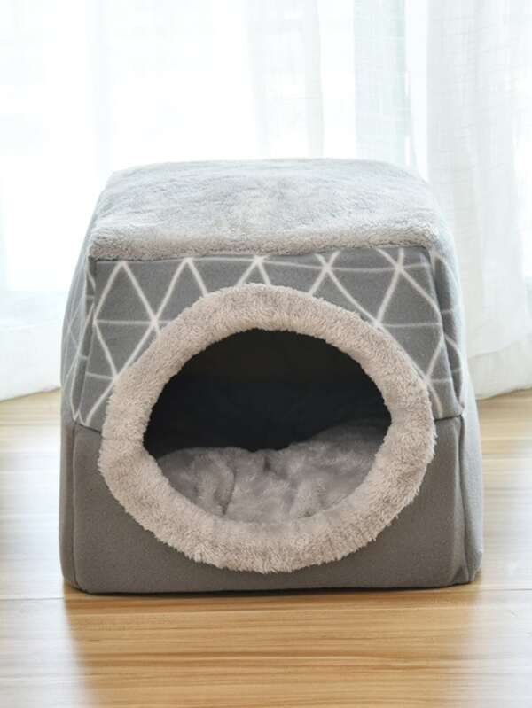 1pc Gray Space Capsule Dual-use Pet Bed, Suitable For Small And Medium-sized Cats, Winter And Summer