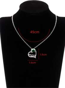 Cubic Zirconia Heart Pendant Necklace - Green - View 5