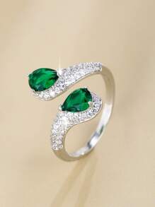 Vòng cửa tay áo Khối Zirconia  Đồ trang trí giọt nước - Bạc - Xem 1