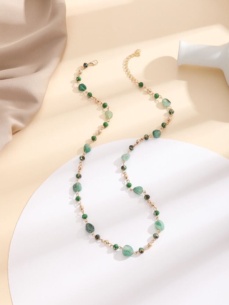 1pc Fashionable Minimalist Natural Stone Handmade DIY Necklace