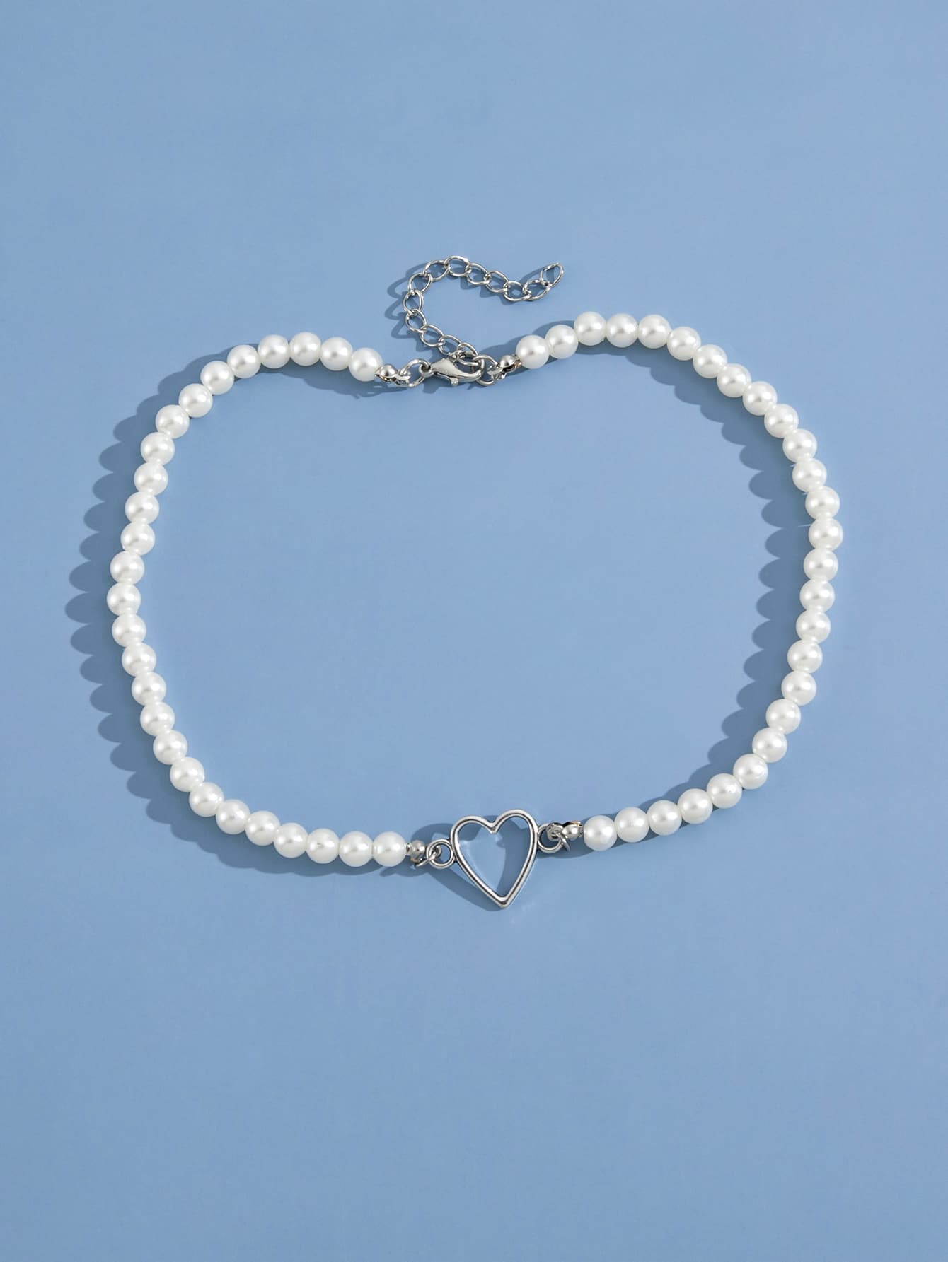 Heart & Faux Pearl Decor Necklace