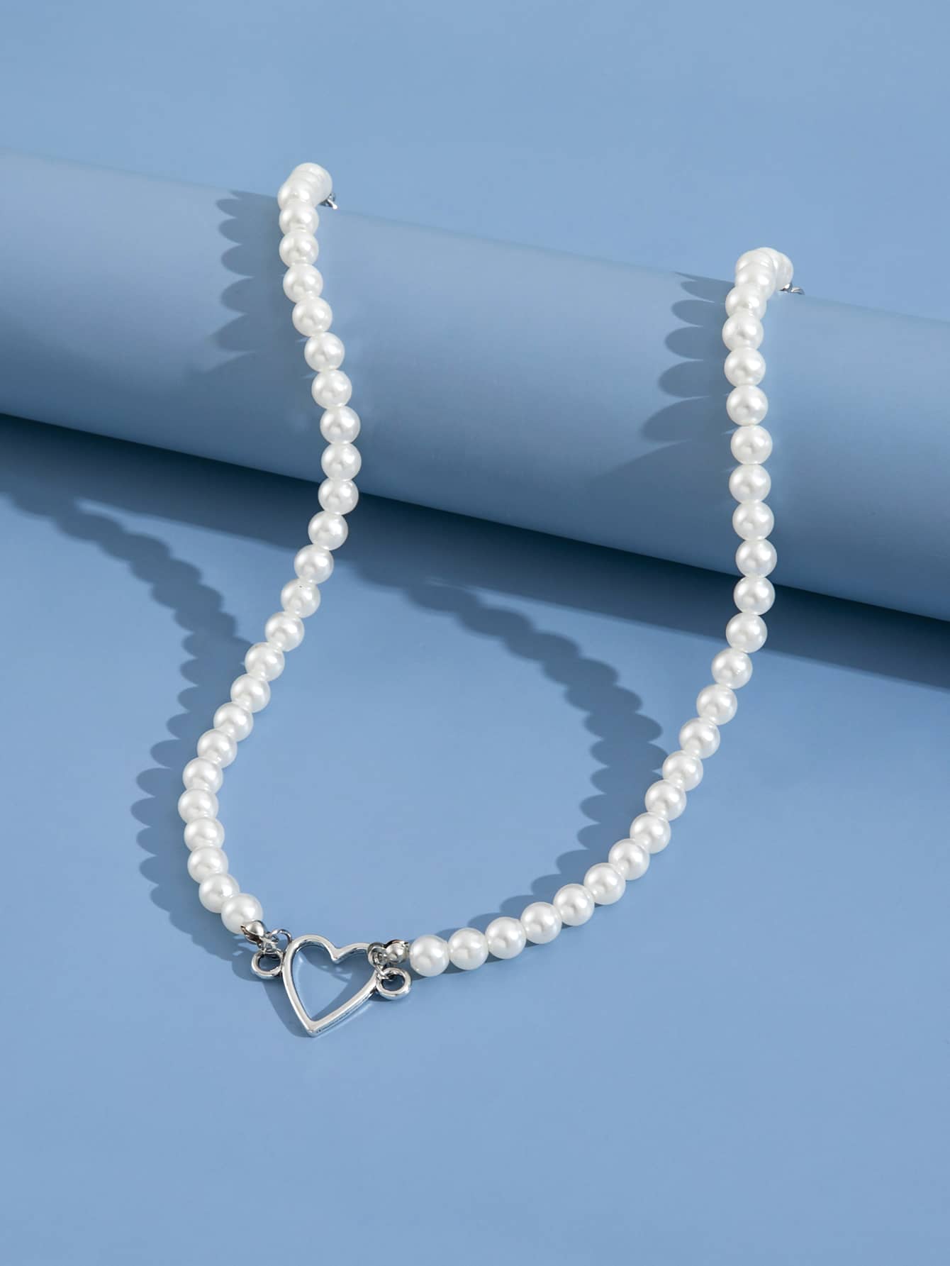 Heart & Faux Pearl Decor Necklace